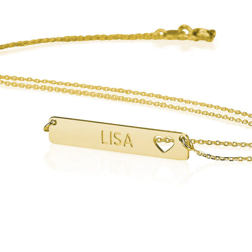 Personalised Heart Bar Necklace