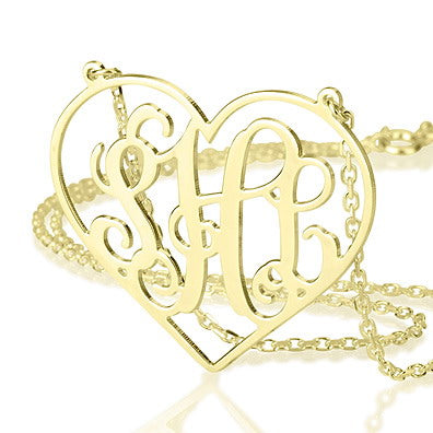 Personalised Heart Framed Monogram Initials Necklace