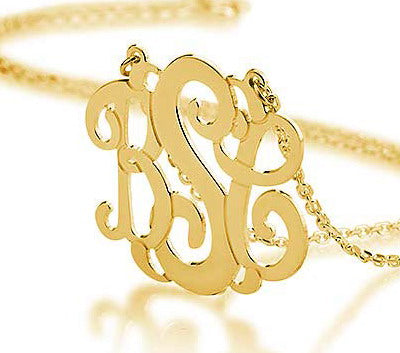 Personalised Curly Monogram Initials Necklace