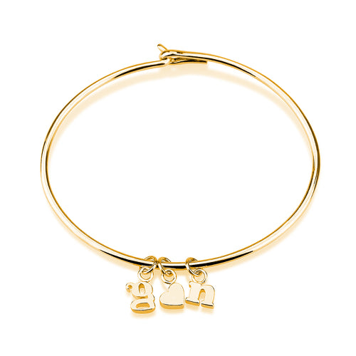 Personalised Chunky Initial and Heart Bangle