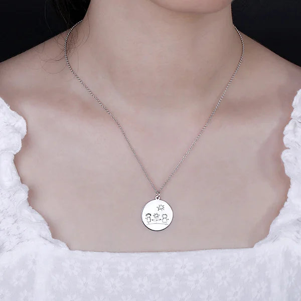 Children Art Drawing Personalised Disc Necklace