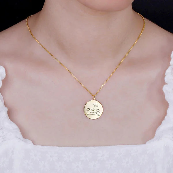 Children Art Drawing Personalised Disc Necklace