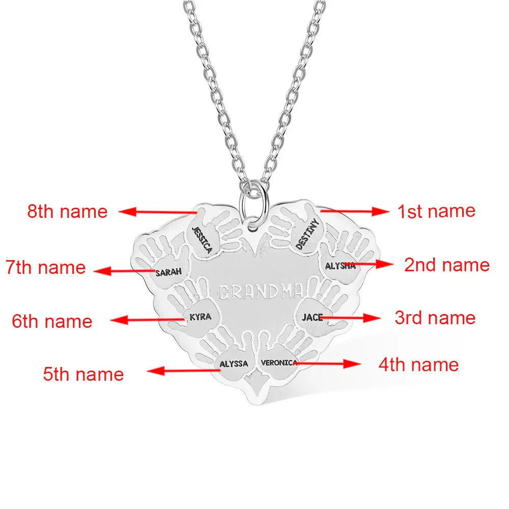Family Handprint Heart Personalised Necklace