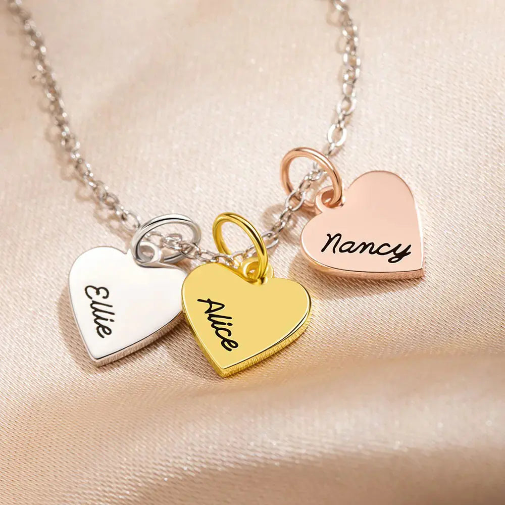 Mixed Metal Heart Charms Personalised Necklace