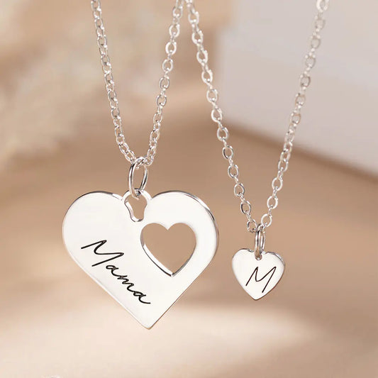 Mum and Daughter Personalised Necklace Set