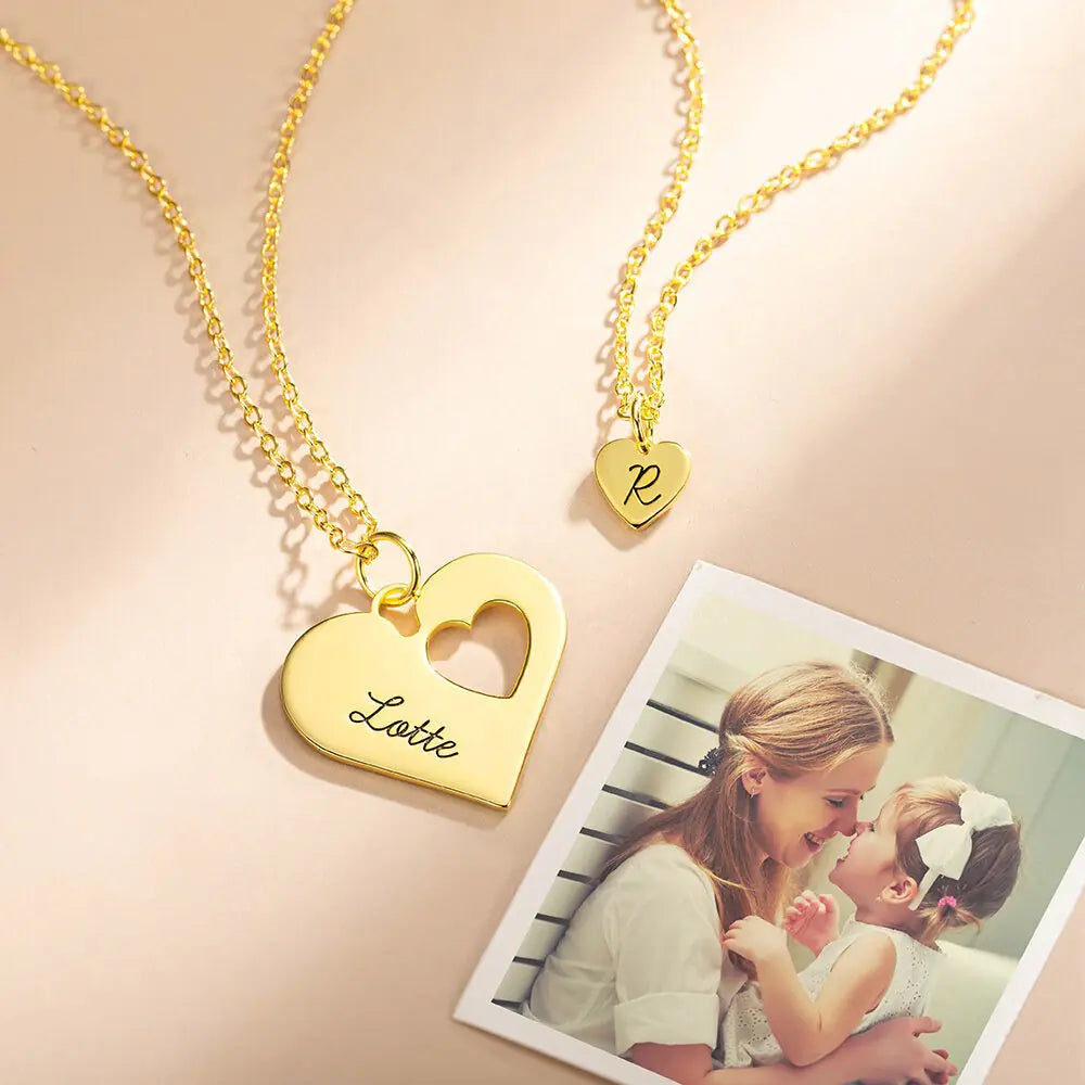 Mum and Daughter Personalised Necklace Set