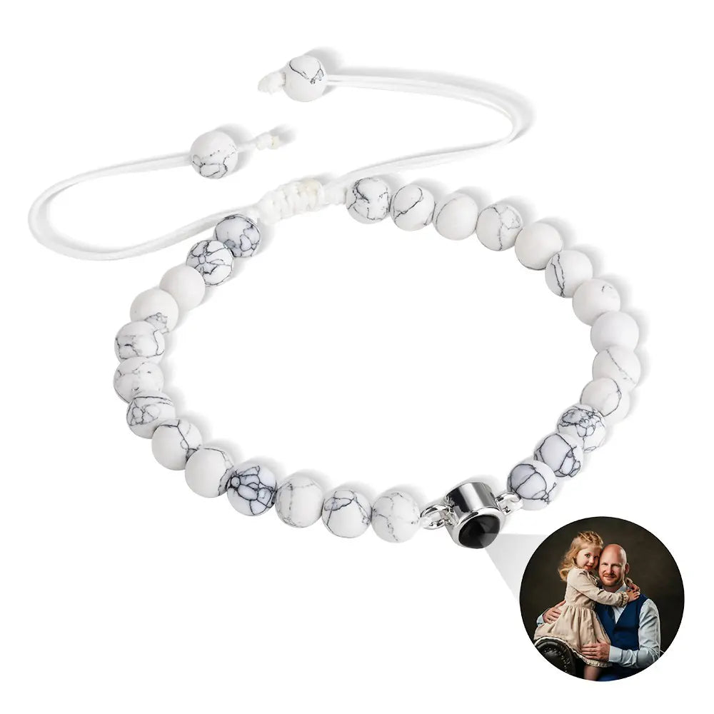 Custom Photo Projection Tigers Eye Gallstone Bracelet
