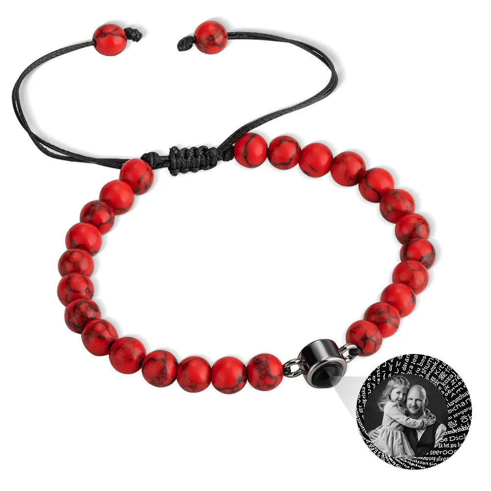 Custom Photo Projection Tigers Eye Gallstone Bracelet