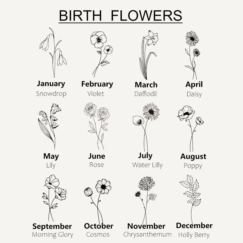 Personalised Birth Flower Leather Heart Keyring