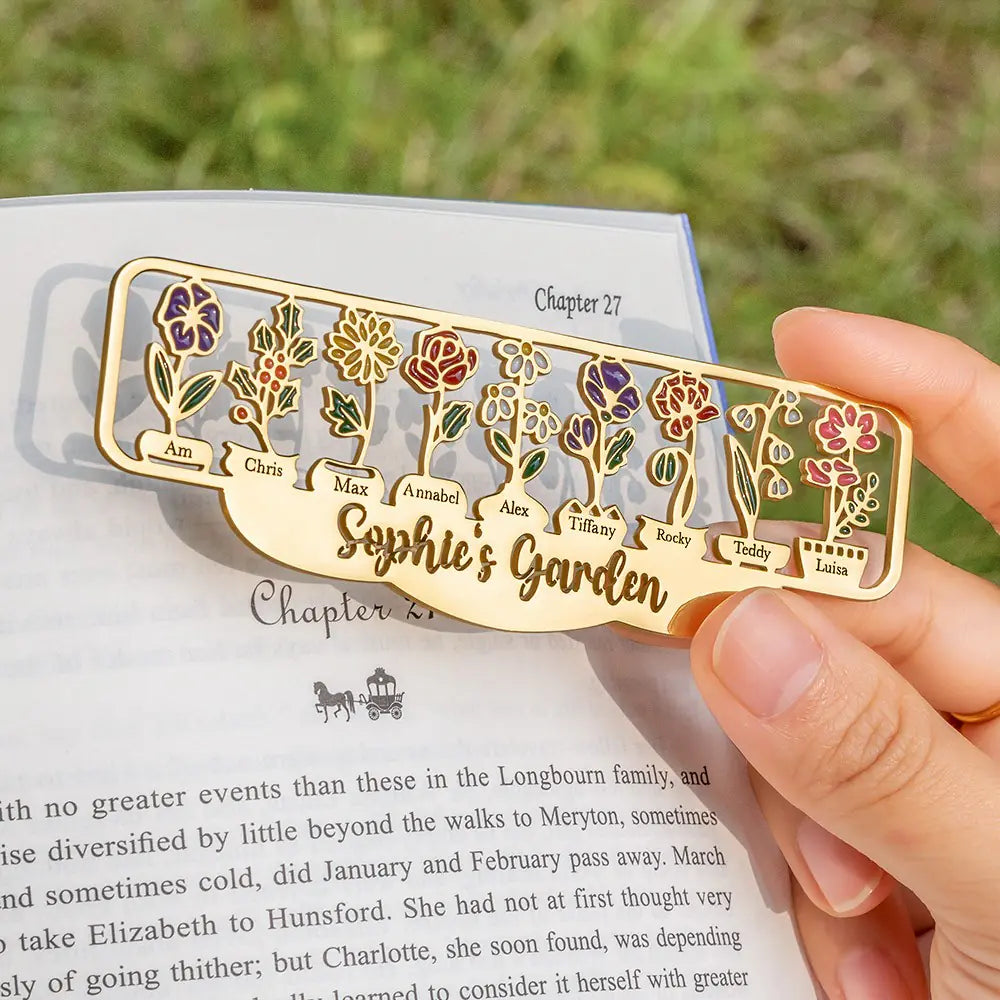 Personalised Birth Flower Garden Stainless Steel Bookmark