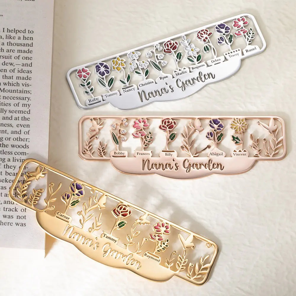 Personalised Birth Flower Garden Stainless Steel Bookmark