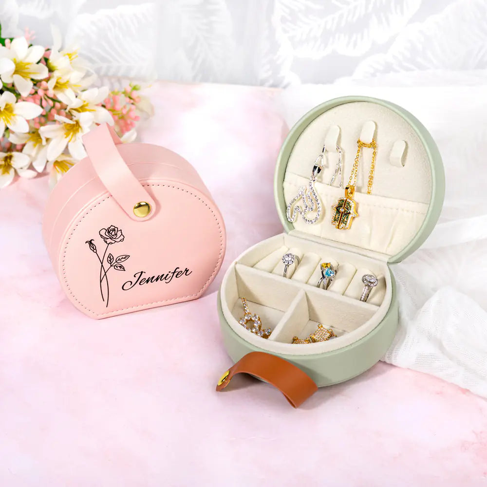 Birth Flower Jewellery Box Mini Carry Case