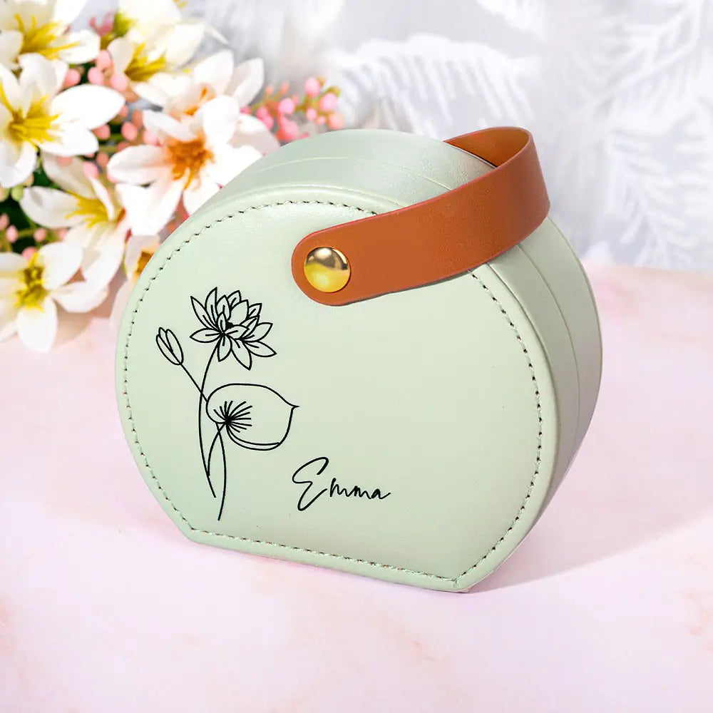 Birth Flower Jewellery Box Mini Carry Case