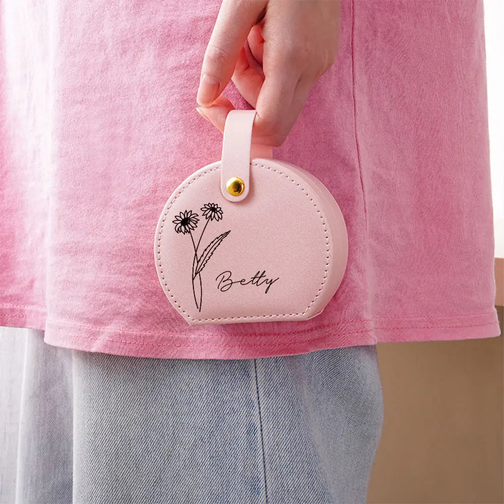 Birth Flower Jewellery Box Mini Carry Case