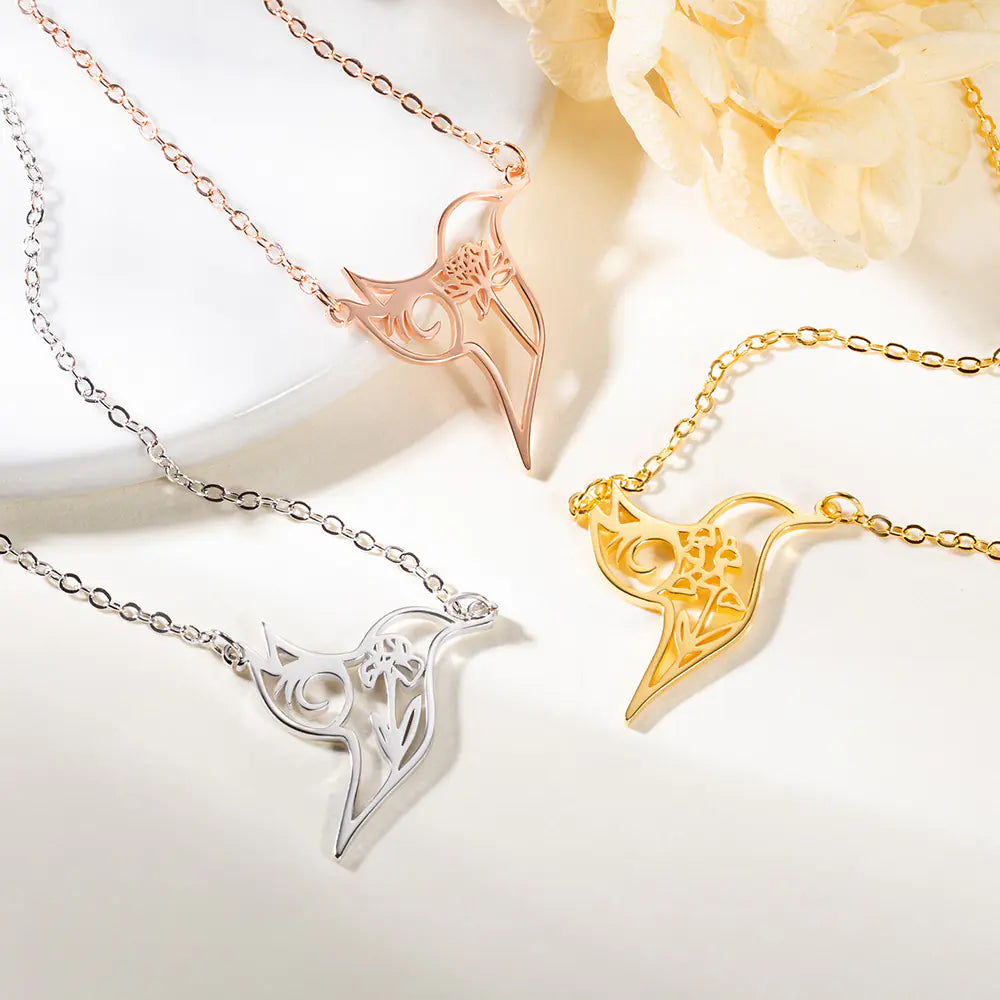Hummingbird Personalised Floral Necklace