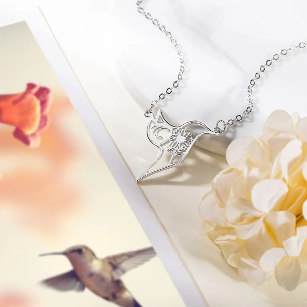 Hummingbird Personalised Floral Necklace