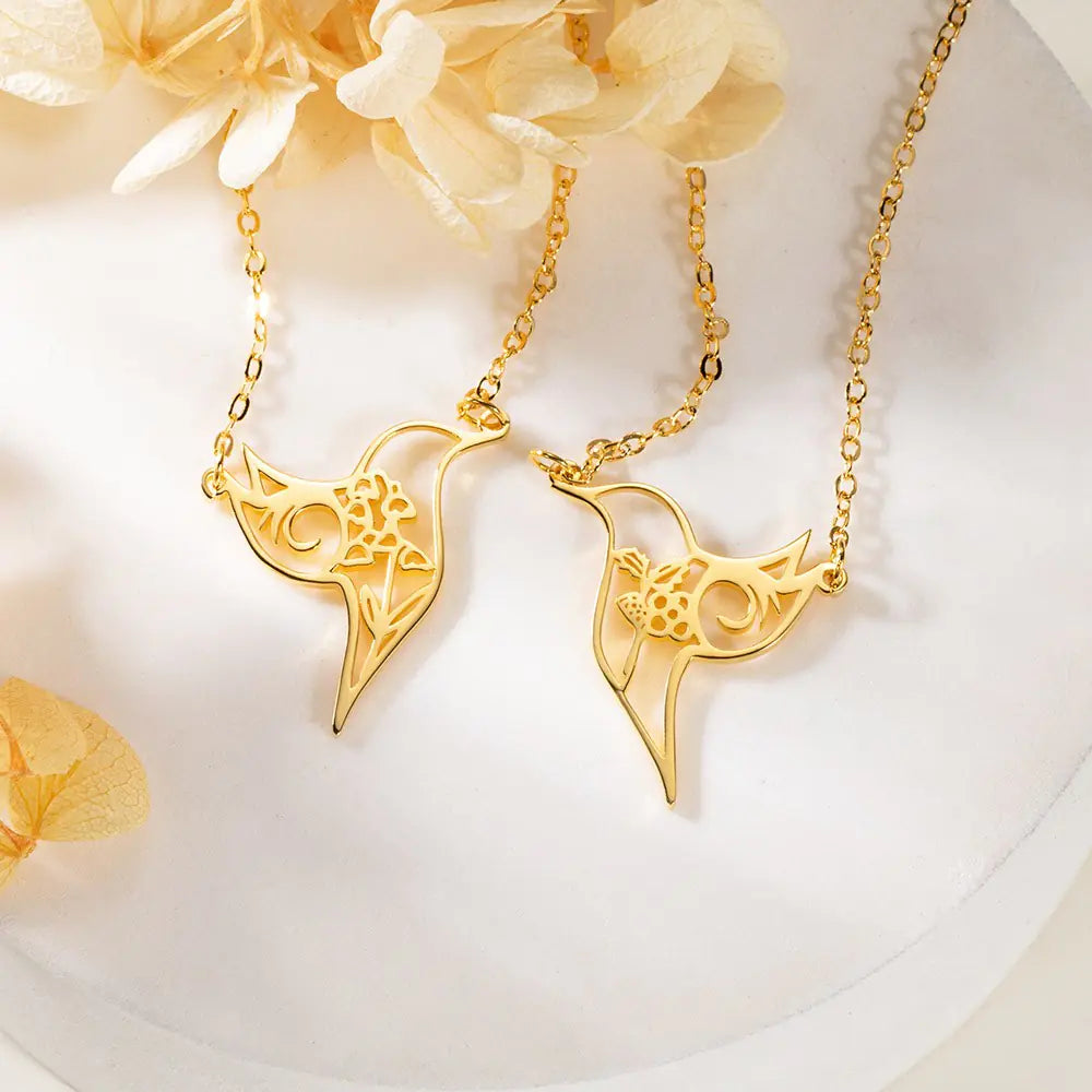 Hummingbird Personalised Floral Necklace