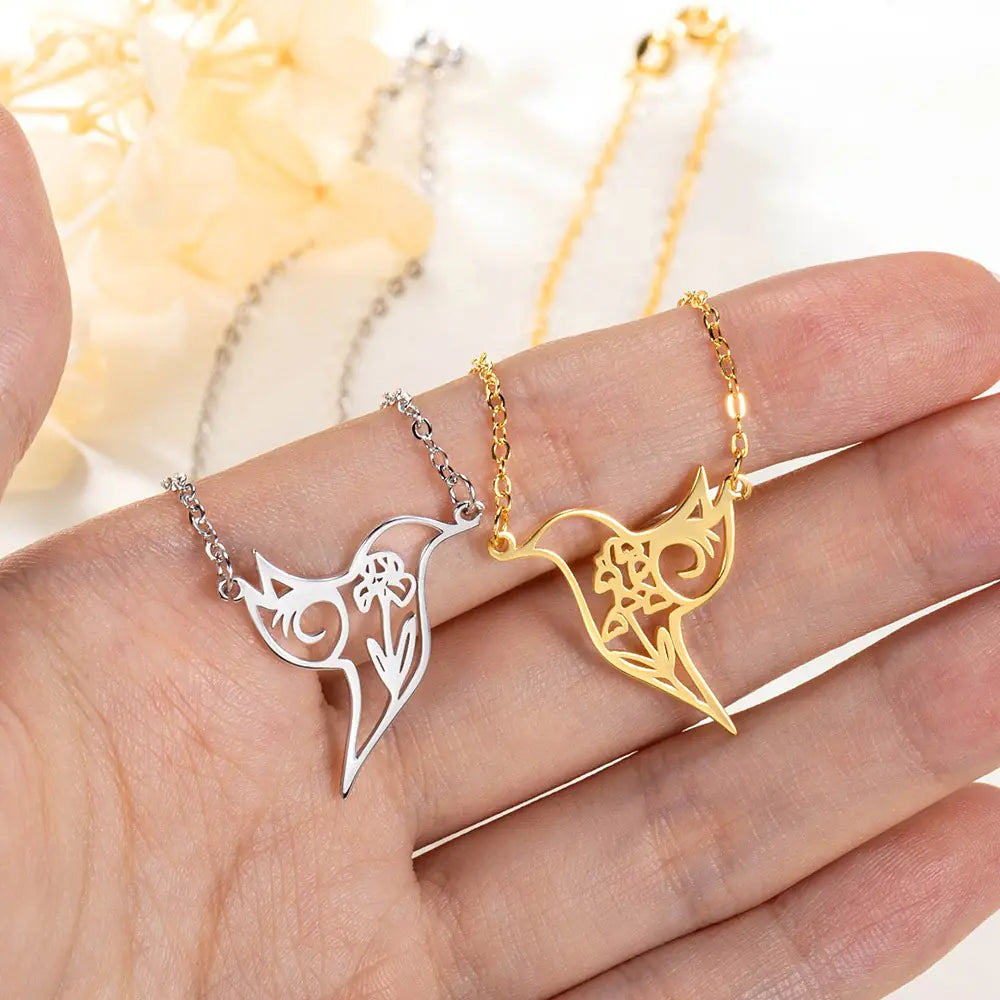 Hummingbird Personalised Floral Necklace