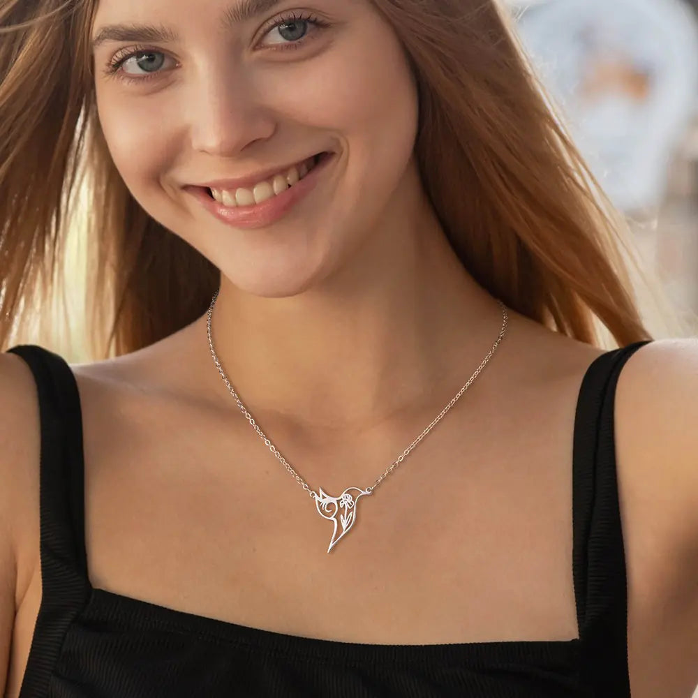 Hummingbird Personalised Floral Necklace
