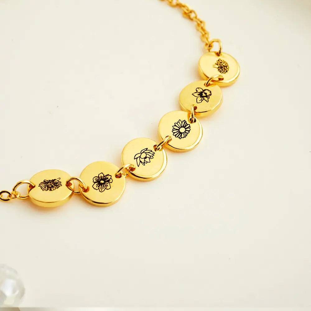 Personalised Birth Flower Charm Bracelet