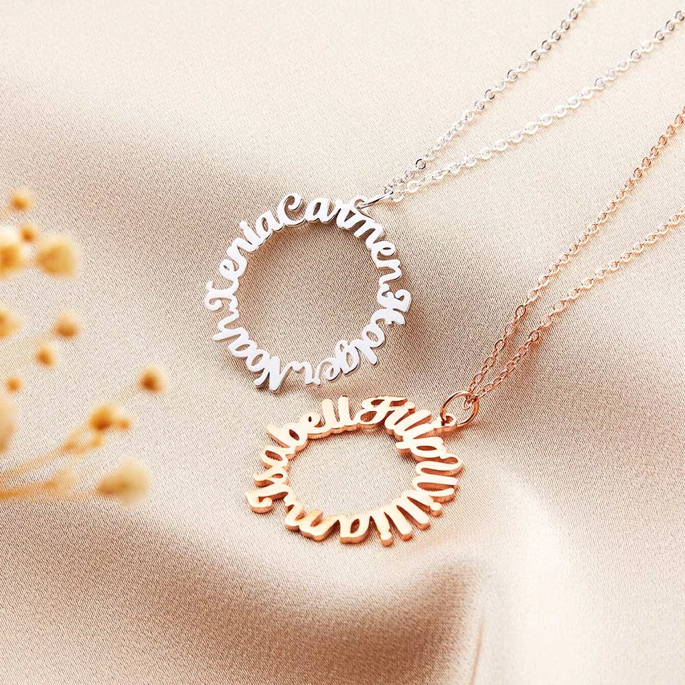 Circle Multiple Names Personalised Necklace