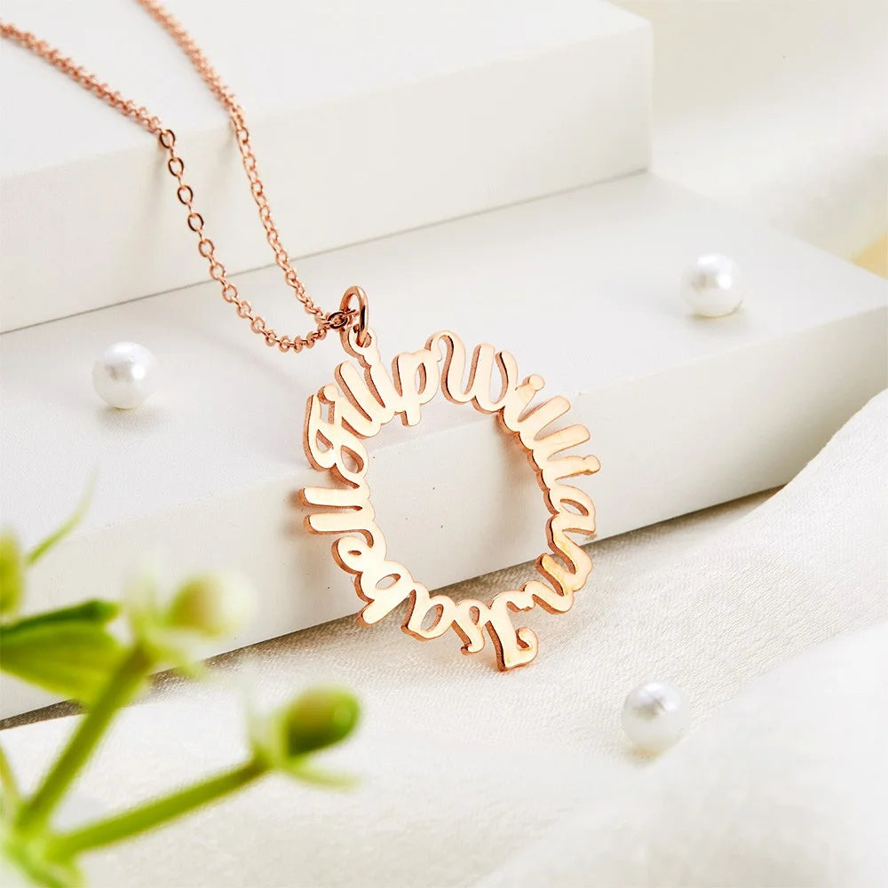 Circle Multiple Names Personalised Necklace