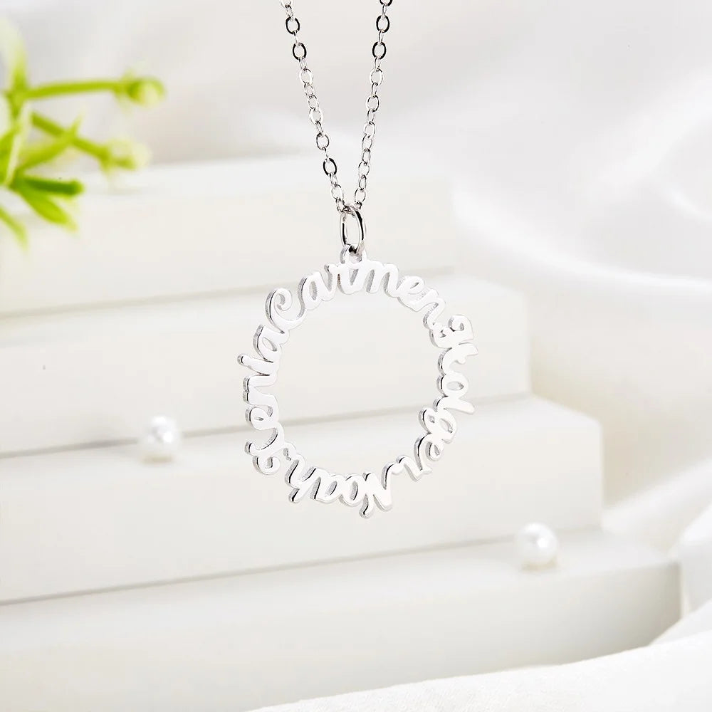 Circle Multiple Names Personalised Necklace