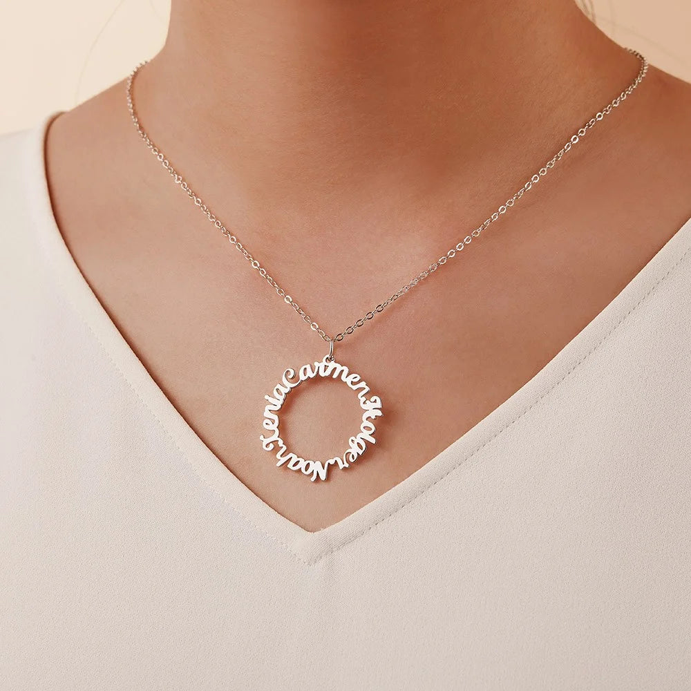 Circle Multiple Names Personalised Necklace
