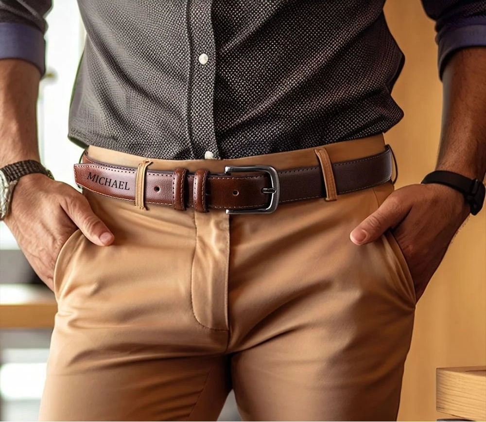 Men's Personalised Leather Father's Day Belt