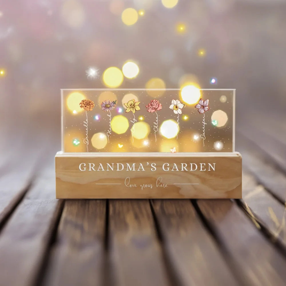 Birth Flower Garden Personalised Night Light Lamp