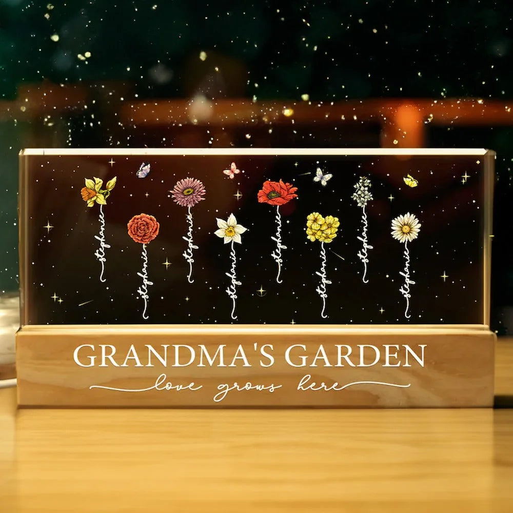 Birth Flower Garden Personalised Night Light Lamp