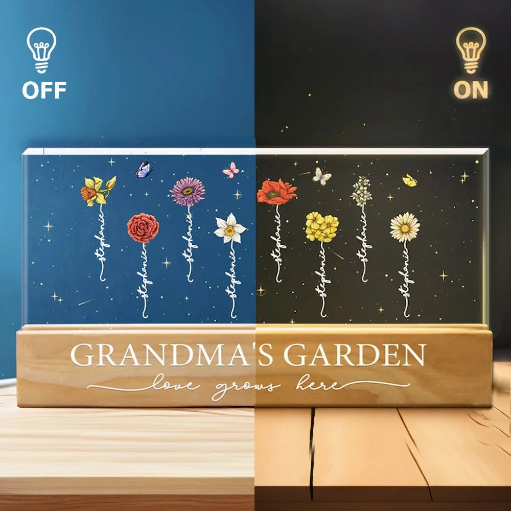 Birth Flower Garden Personalised Night Light Lamp