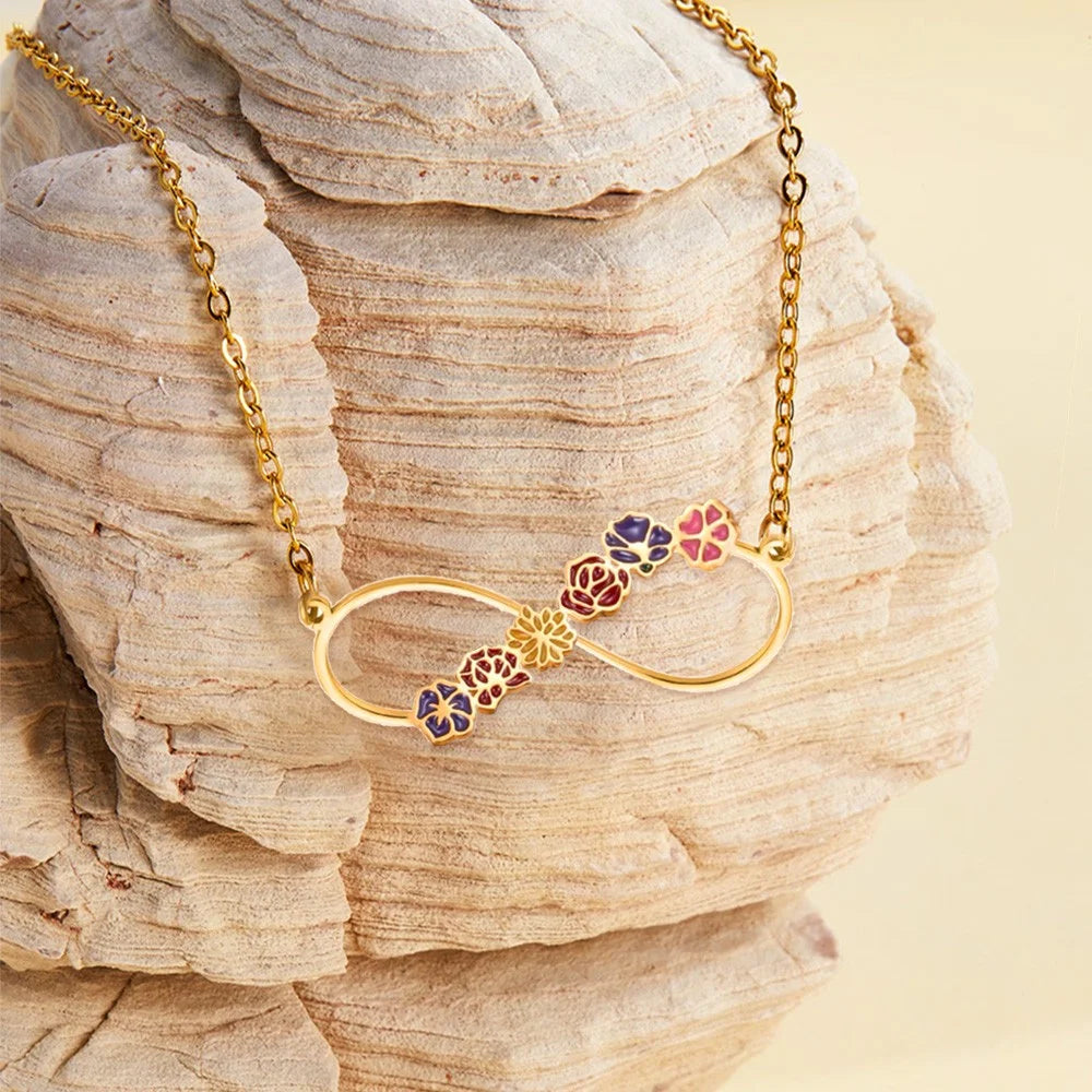 Infinity Birth Flower Personalised Necklace