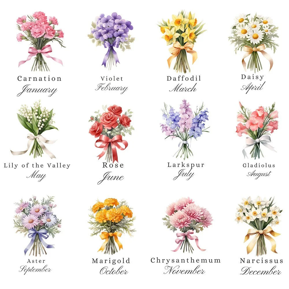 Personalised Birth Flower Pocket Compact Mirror