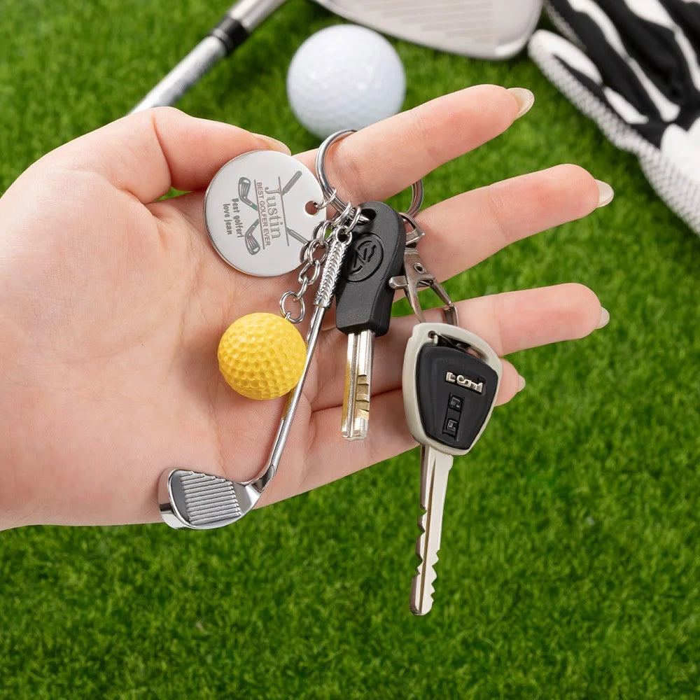 Custom Engraved Best Golfer Golf Ball Personalised Keyring