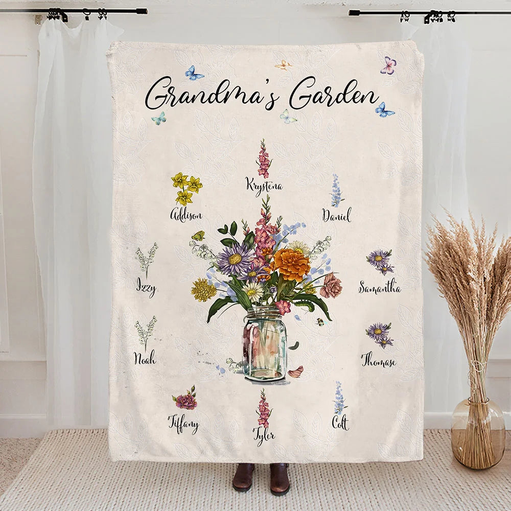 Personalised Birth Flower Garden Blanket