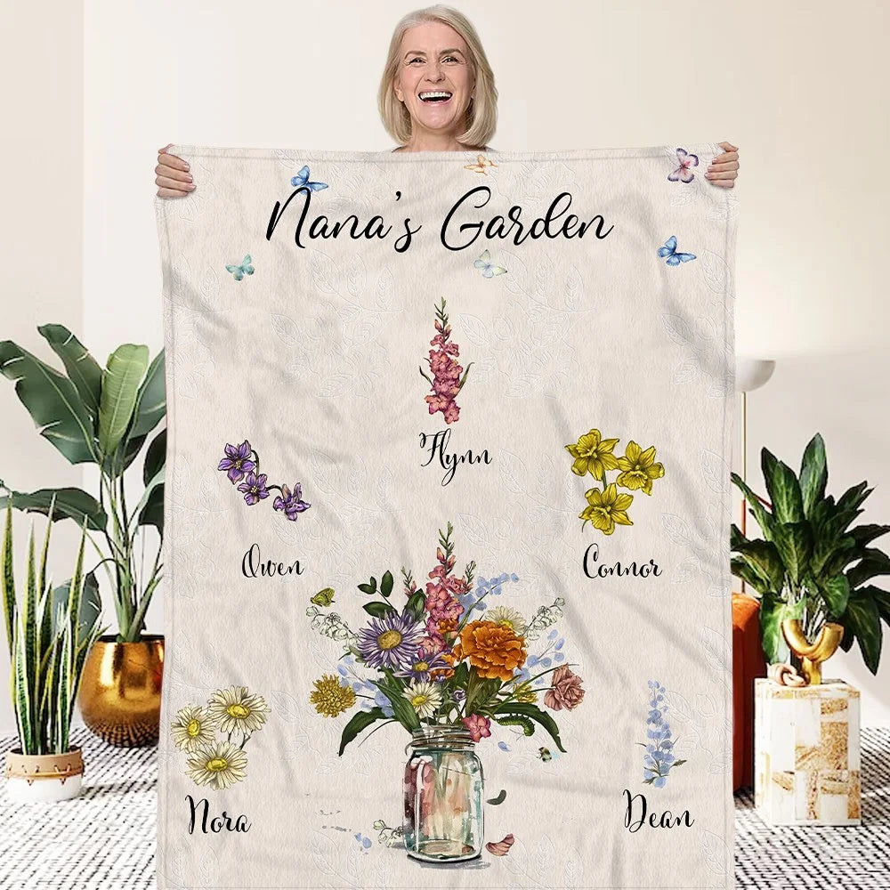 Personalised Birth Flower Garden Blanket