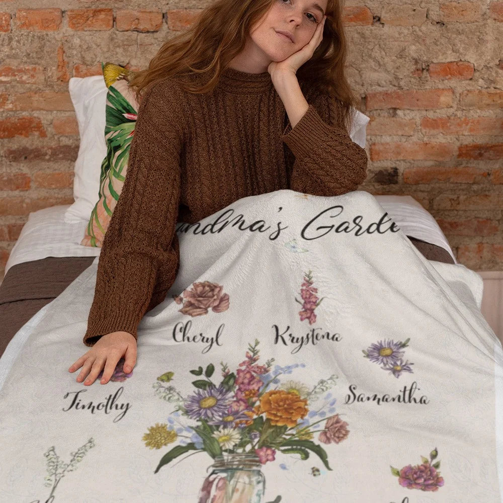Personalised Birth Flower Garden Blanket