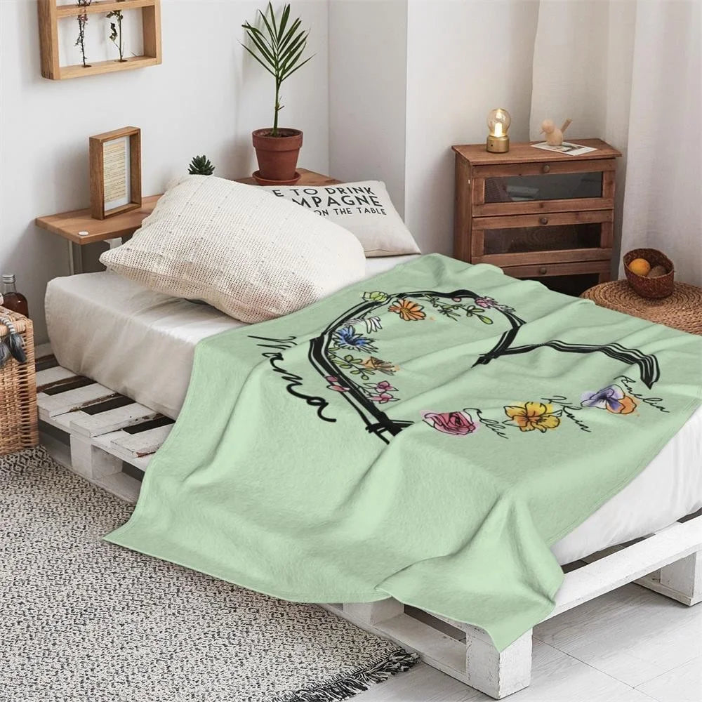 Personalised Birth Flower Heart Blanket