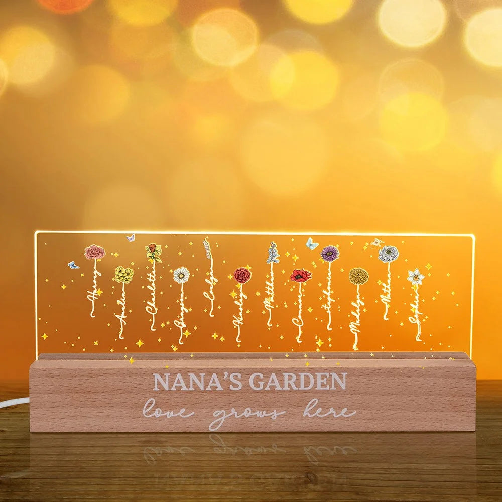 Birth Flower Garden Personalised Night Light Lamp