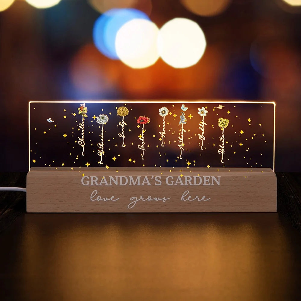 Birth Flower Garden Personalised Night Light Lamp