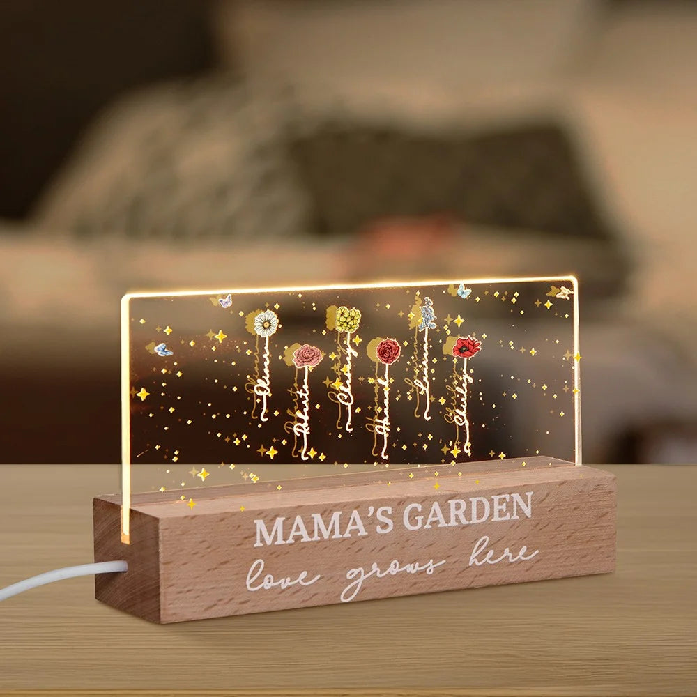 Birth Flower Garden Personalised Night Light Lamp