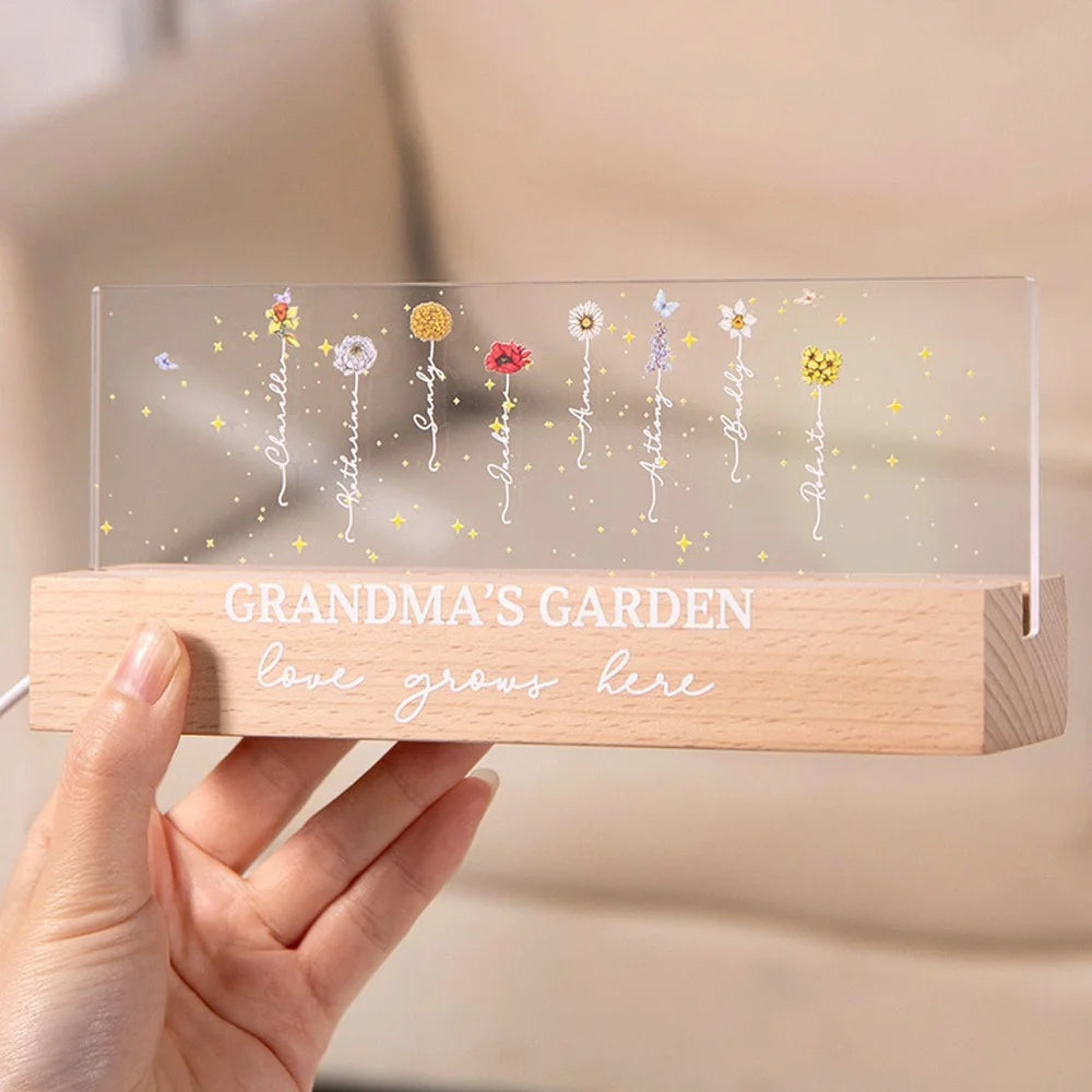 Birth Flower Garden Personalised Night Light Lamp