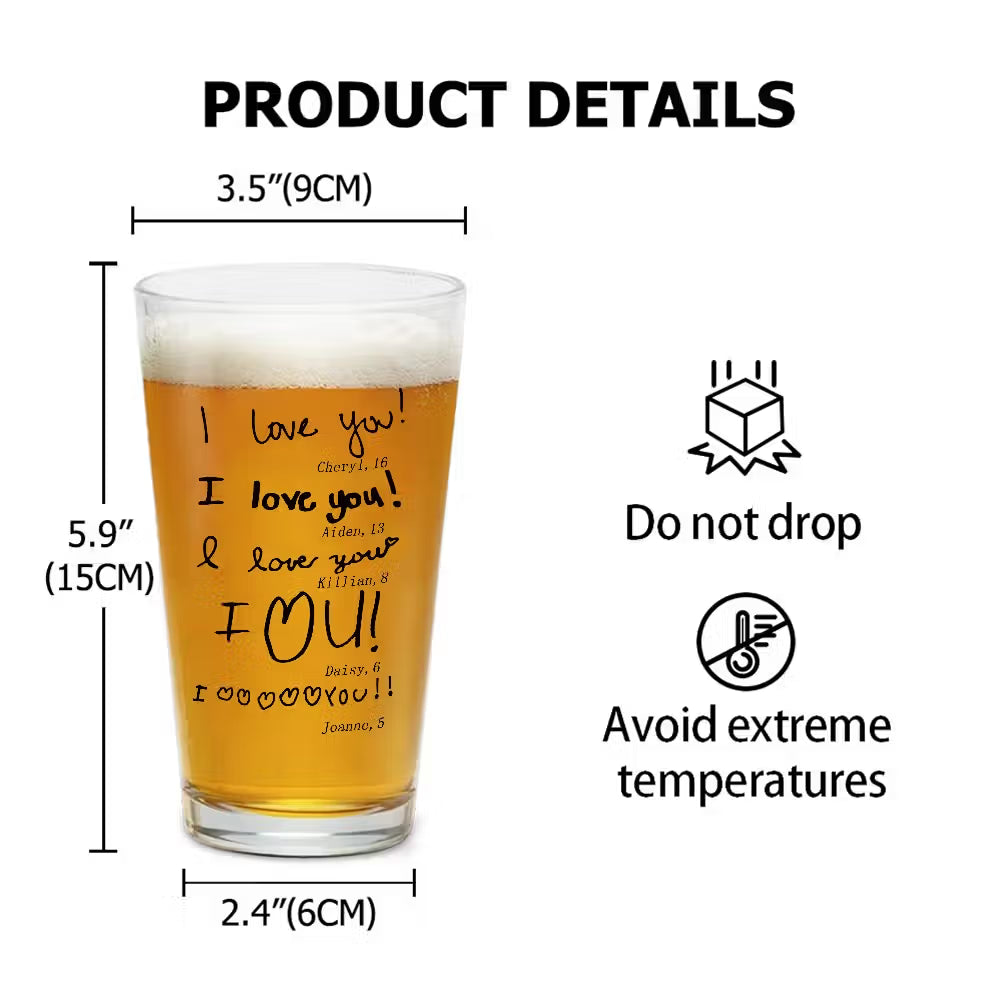 Personalised Child’s Handwritten Beer Glass
