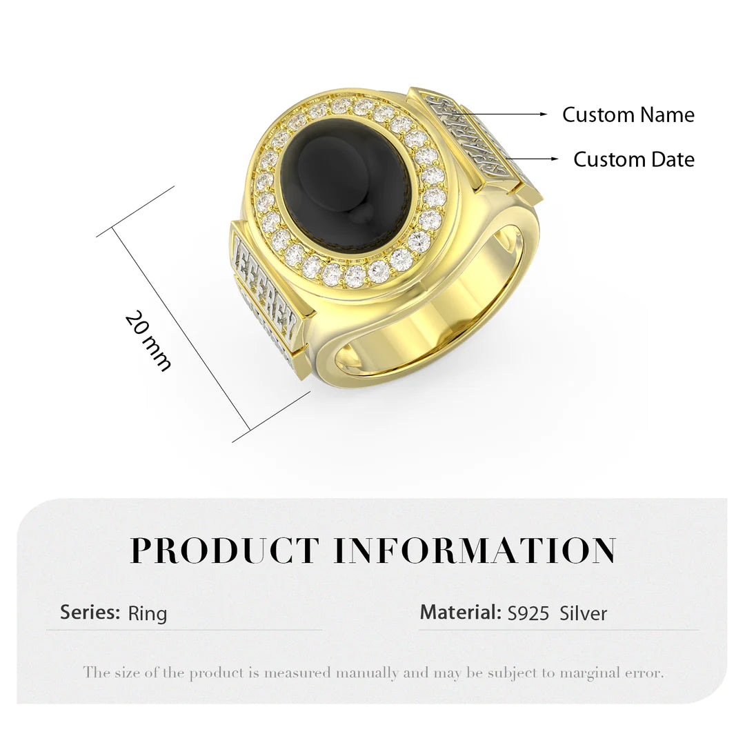 Premium Personalised Gold Plated Names Men Ring