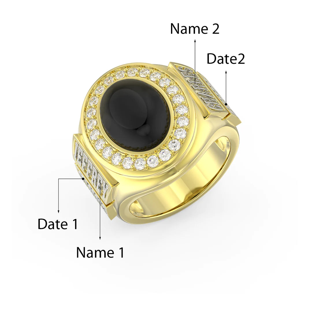 Premium Personalised Gold Plated Names Men Ring