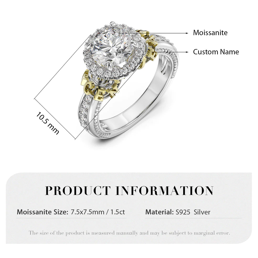 Premium Personalised Moissanite Names Ring