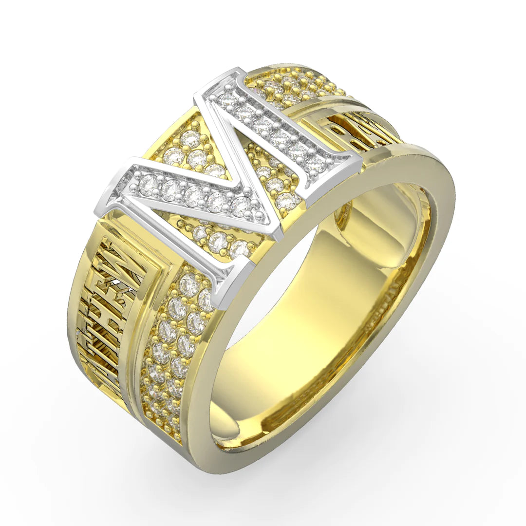 Premium Personalised Couples Initial & Names Band Ring