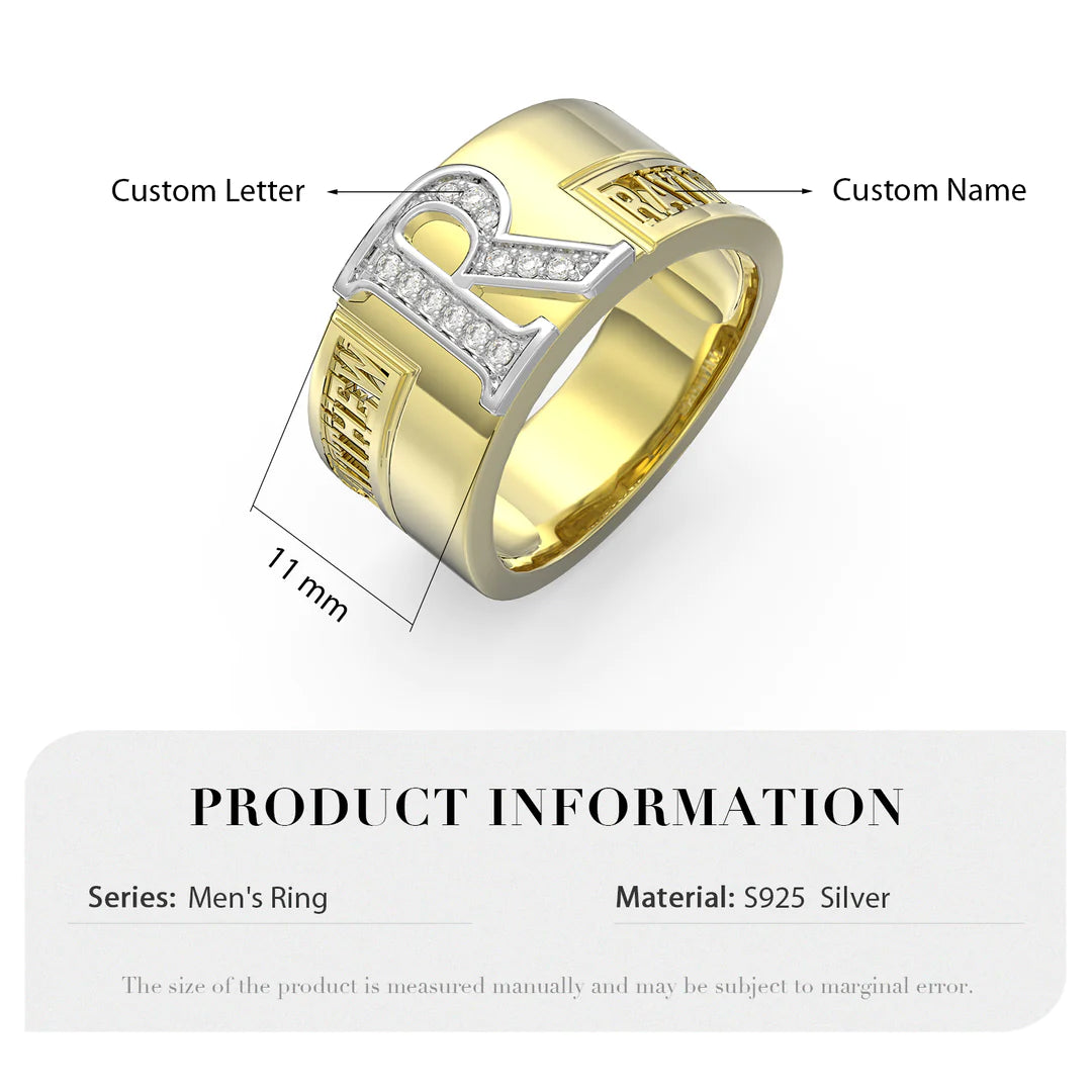 Premium Personalised Couples Initial & Names Band Ring