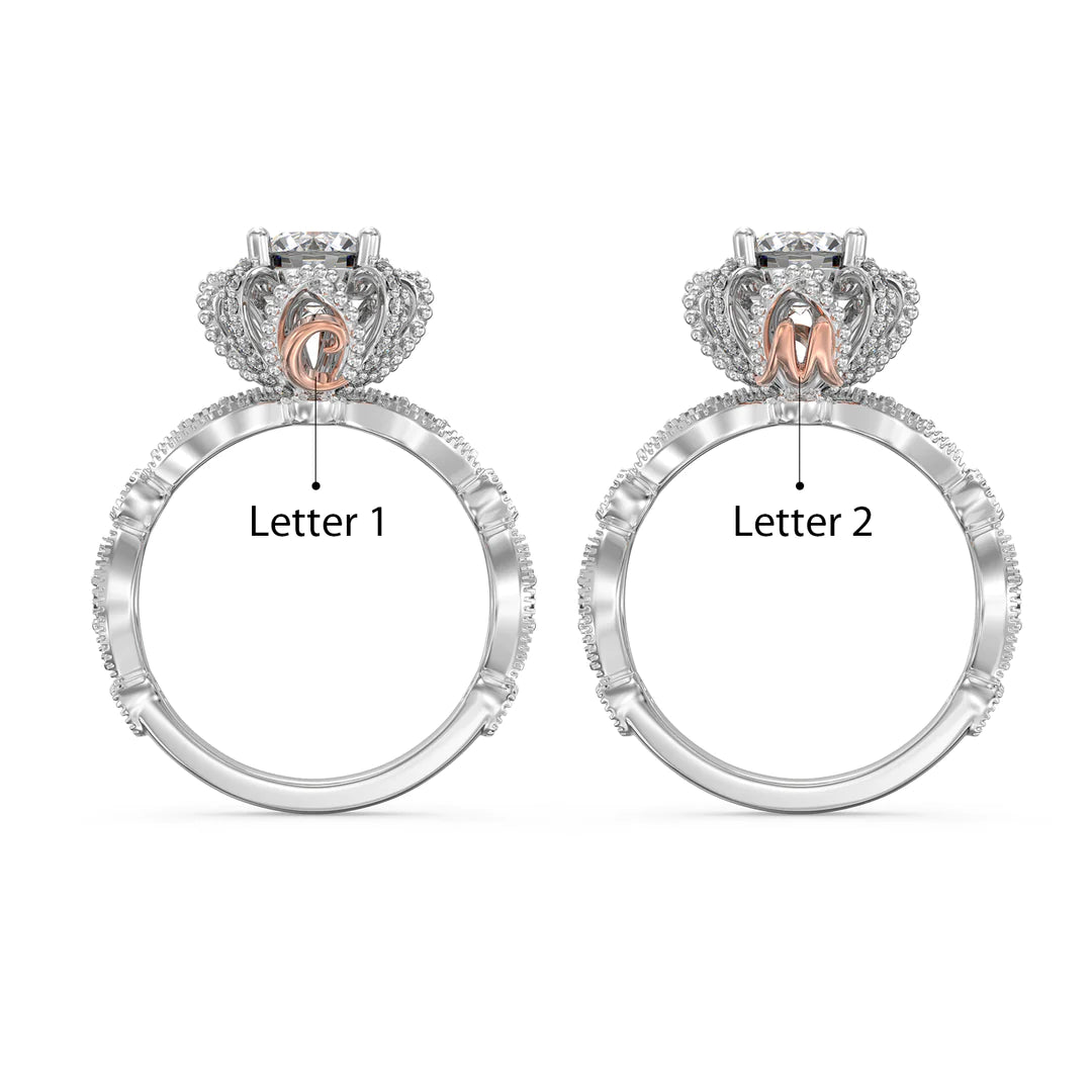 Premium Personalised Moissanite Initials Ring